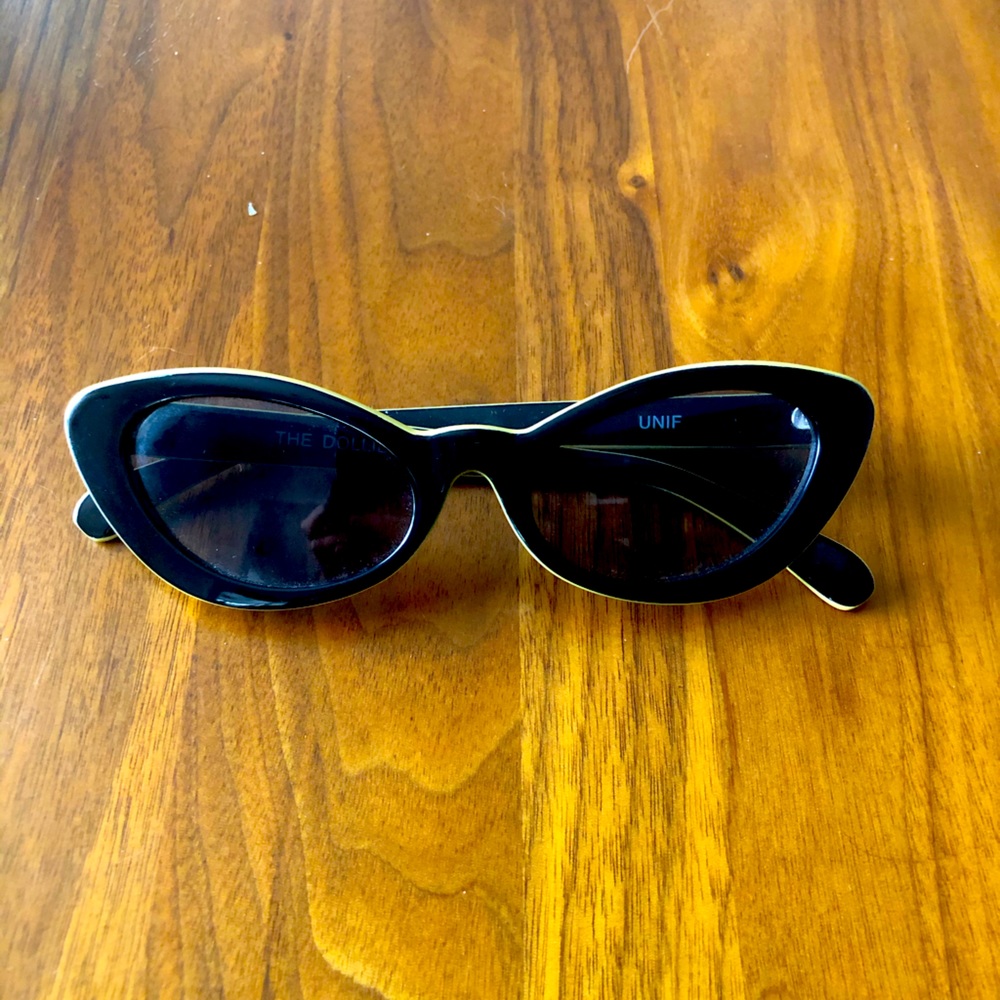 UNIF black + yellow cat eye sunglasses